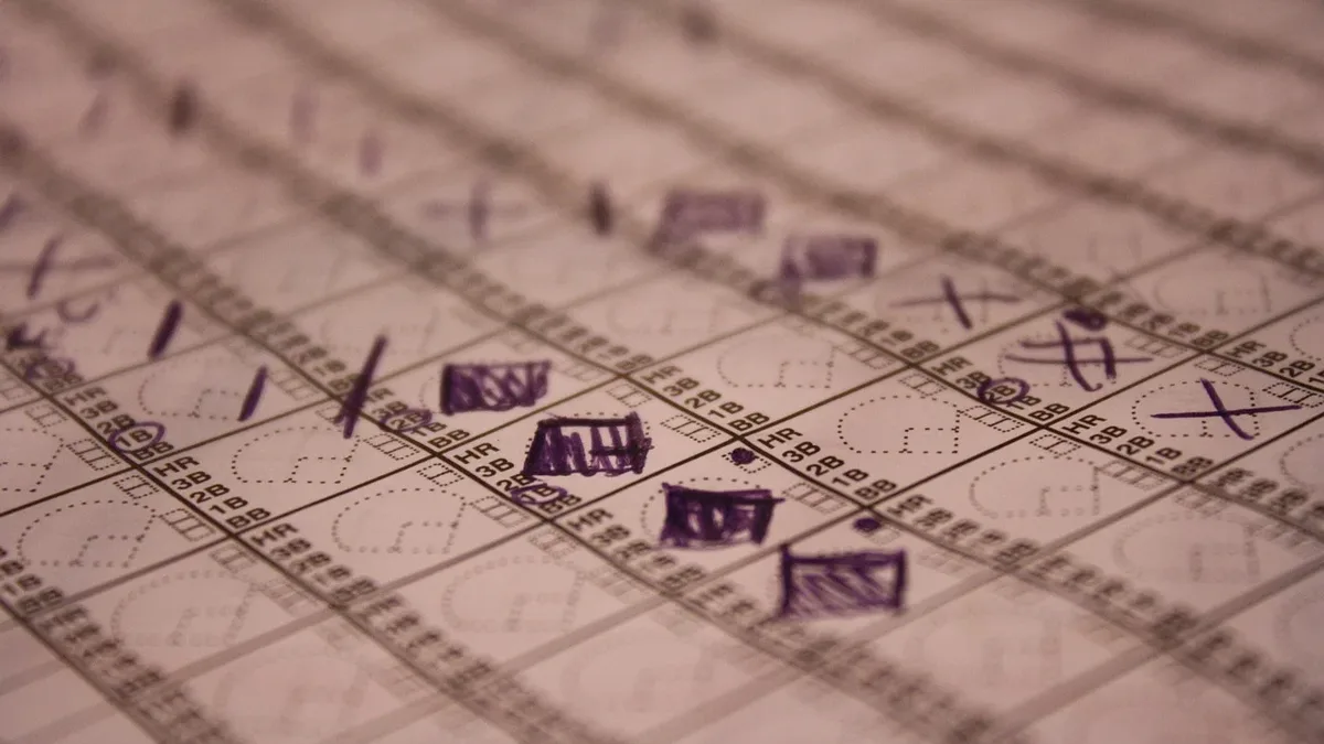 A close-up of a calendar with some handwritten notes and symbols on it.